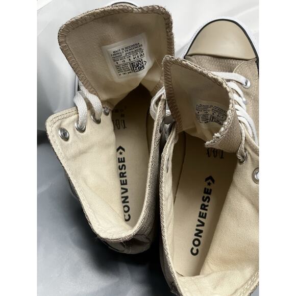 Converse UNISEX Chuck Taylor All Star High Top Shoes 160500F VINTAGE KHAKI BK/WT - Picture 4 of 8